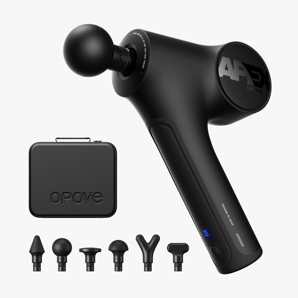 opove Apex Massage Gun - Black with Case and 6 replacement heads