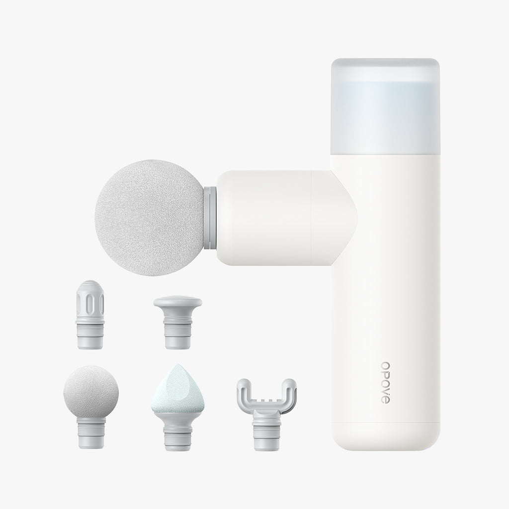 Opove M3 Mini Massage Gun – an ultra-lightweight (0.58 lbs) percussion massager with 5 interchangeable heads