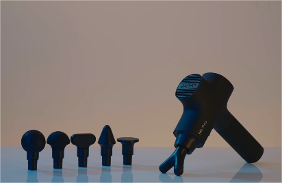 Opove M3 Pro Massage Gun in Black– a professional-grade percussion therapy device with six interchangeable heads