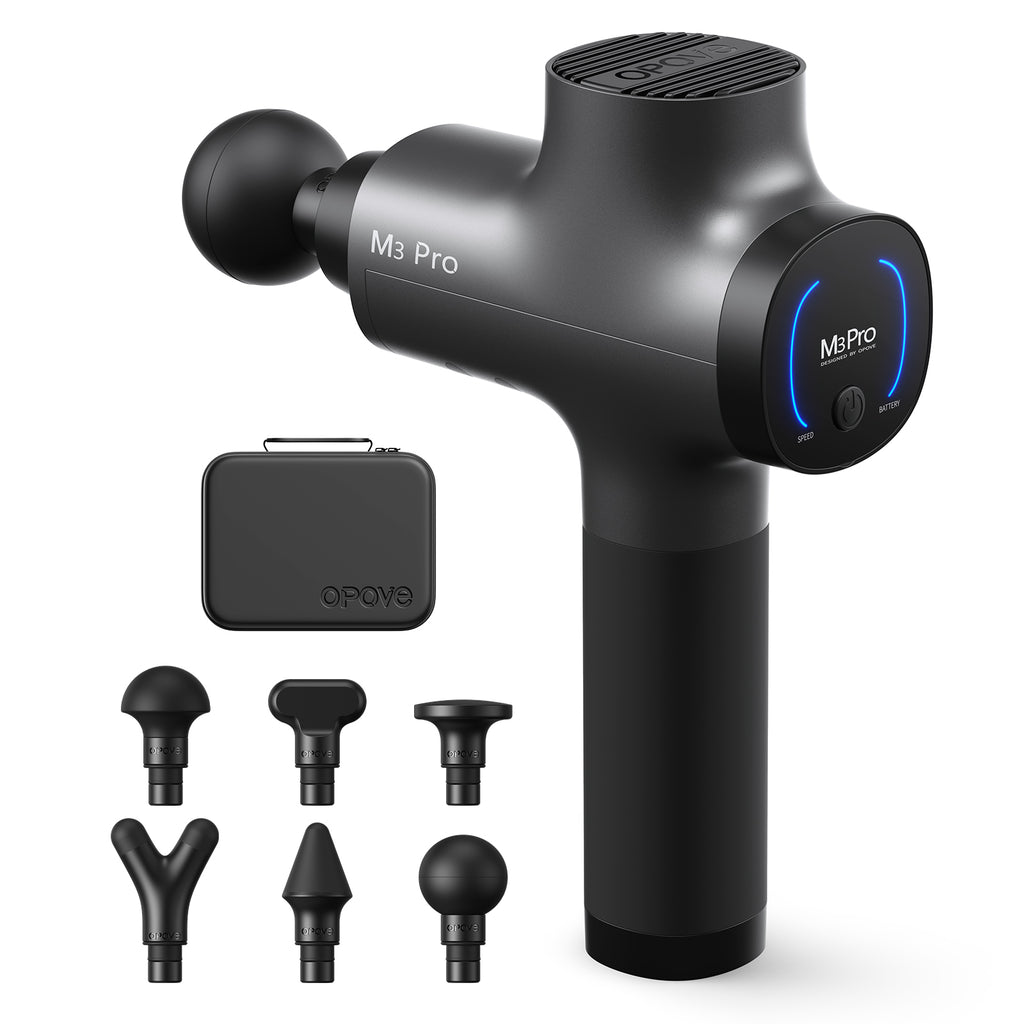 Opove M3 Pro Massage Gun in Grey – a professional-grade percussion therapy device