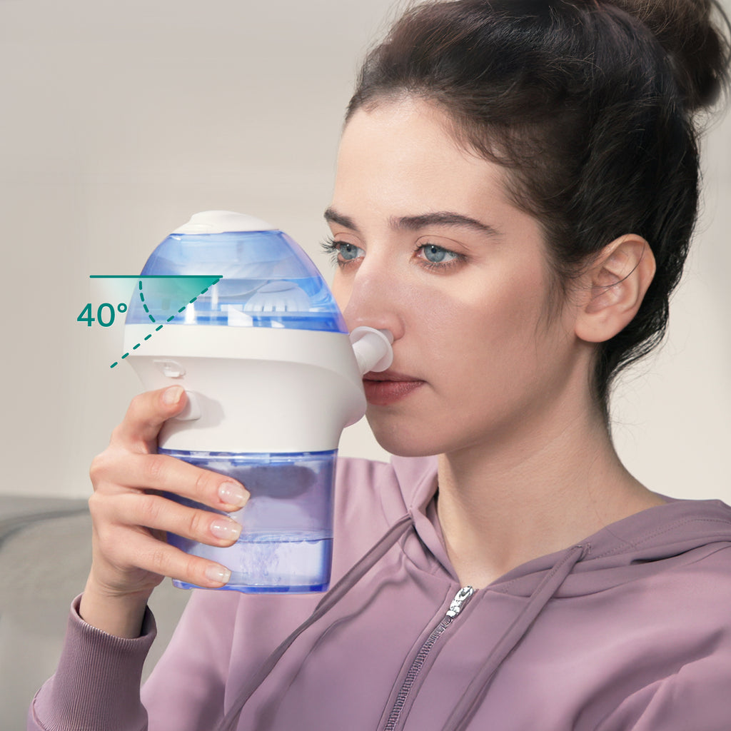 opove Nascare nasal irrigator comes with a 40 degree anti-tilt safety mode